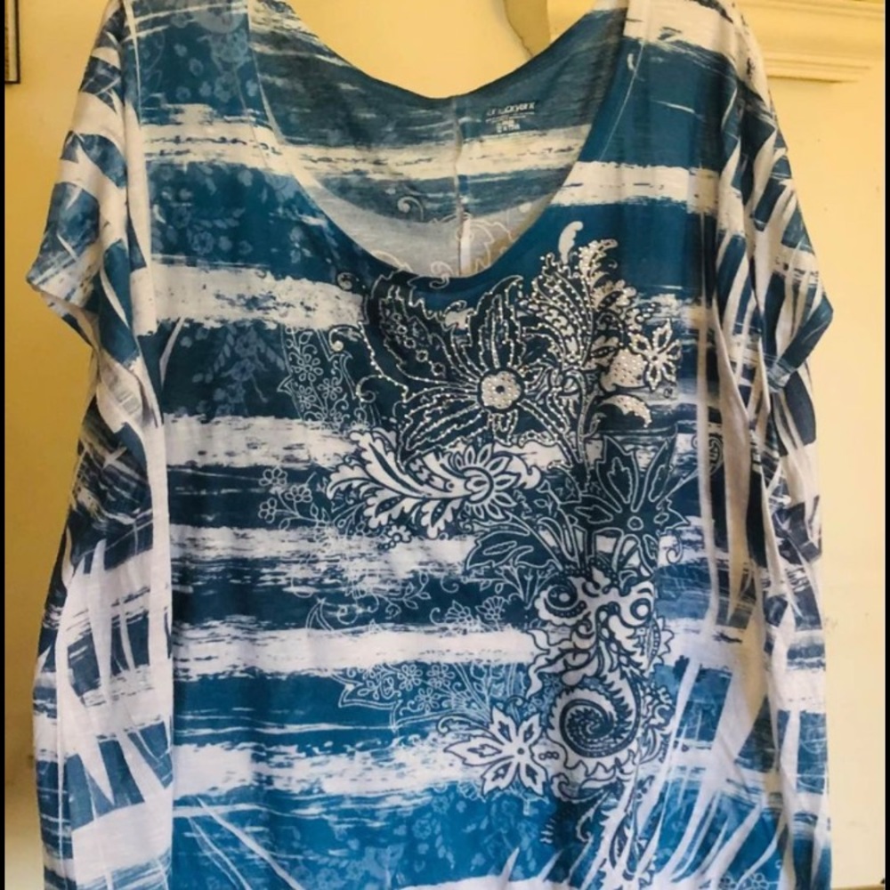 Plus Size 26/28 Ocean Blue with Rhinestone Detail